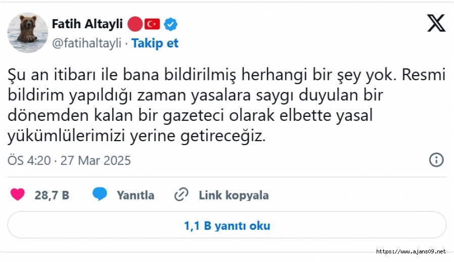 RTÜK 72 saat süre vermişti: Fatih Altaylı'dan açıklama geldi